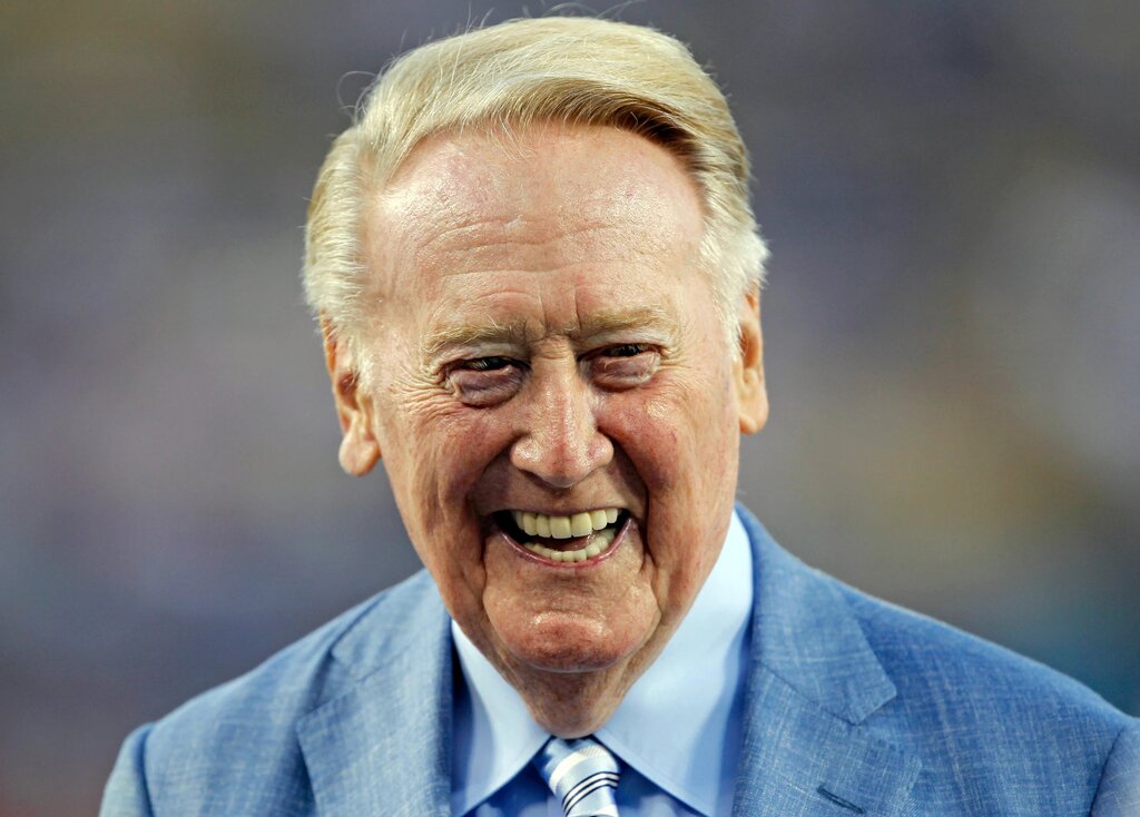 Vin Scully, Hall of Fame broadcaster and longtime voice of the Dodgers, dies at 94